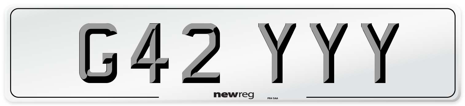 G42 YYY Number Plate from New Reg